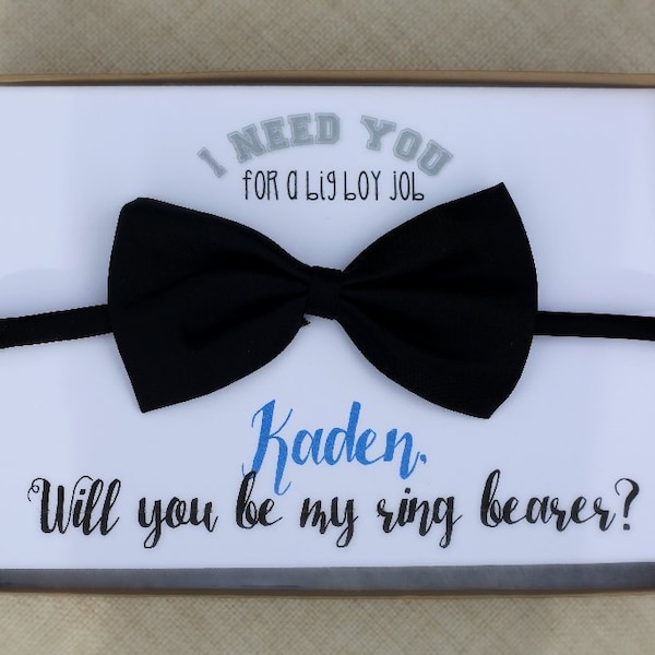 Will you be my Ring Bearer gift, bow tie, I couldn’t tie the knot without you, ring security, tie the knot personalized custom