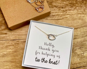 CUSTOM I couldn’t tie the knot without you, bridesmaid proposal, gold, tie the knot, knot necklace, multiple sets of bridesmaid necklaces