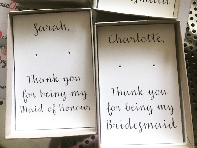 Thank you for being my bridesmaid, custom personalized bridesmaid proposal, earring card, kraft jewelry box, bridesmaid gift, tie the knot image 4