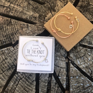 CUSTOM I can&#39;t tie the knot without you, will you be my bridesmaid|bridesmaid proposal|gold|tie the knot|knot bracelet|sets of bracelets