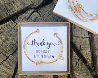 Thank you for being by my side today, bridesmaid proposal, gold, tie the knot, knot bracelet, multiple sets of bridesmaid bracelet, thanks