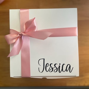 Empty Bridesmaid Proposal Box with Ribbon - Personalized Bridesmaid Boxes - 8x8x4 White Box - Custom Bridesmaid Box - Unfilled Gift Box