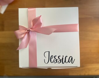 Empty Bridesmaid Proposal Box with Ribbon - Personalized Bridesmaid Boxes - 8x8x4 White Box - Custom Bridesmaid Box - Unfilled Gift Box