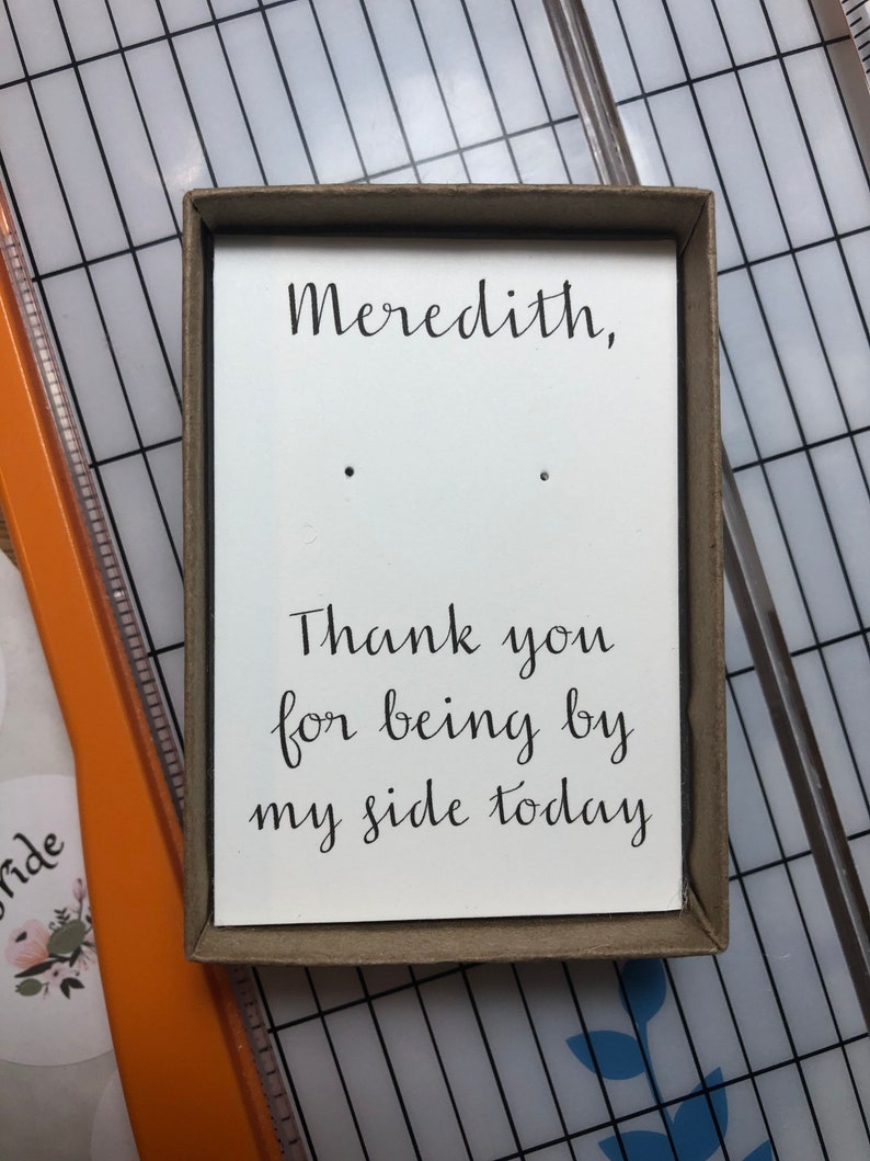 Thank you for being my bridesmaid, custom personalized bridesmaid proposal, earring card, kraft jewelry box, bridesmaid gift, tie the knot image 9