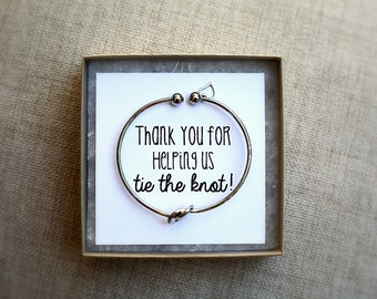 Thank you for helping us tie the knot, bridesmaid proposal, gold, tie the knot, knot bracelet, multiple sets of bridesmaid bracelet