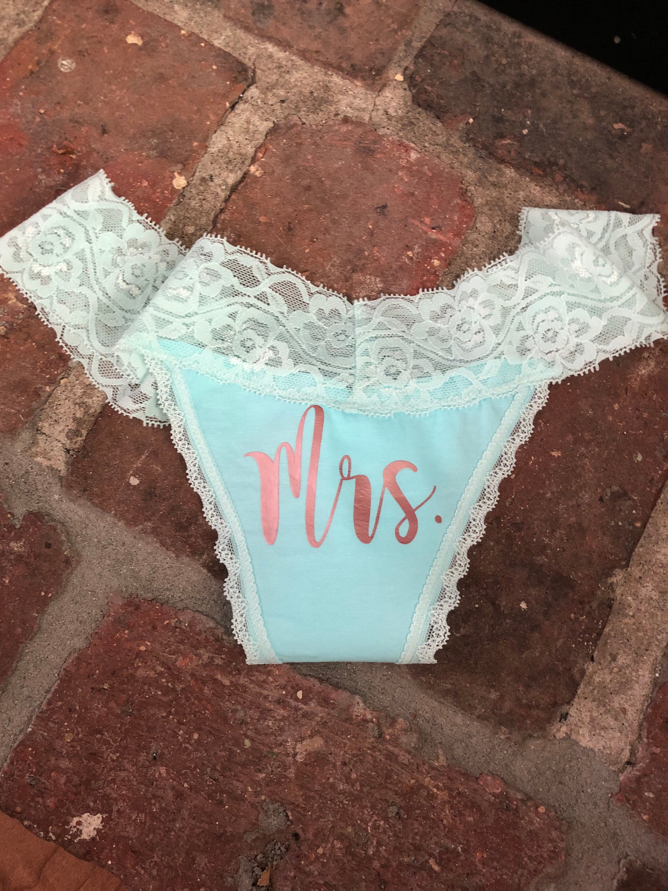 Victoria Secret Thong Underwear with Bride Rhinestone Accent Small Size-  something blue