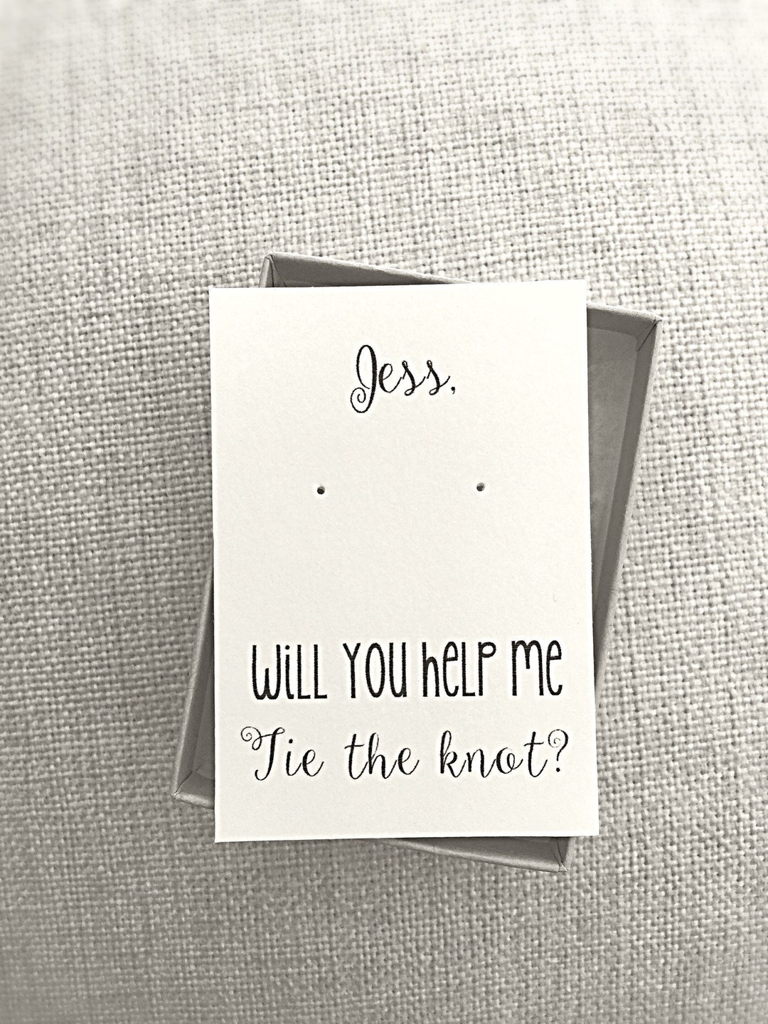 Will You Help Me Tie the Knot Card, Earring Card, Bridesmaid Proposal ...