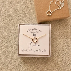 Will you be my bridesmaid necklace, I couldn’t tie the knot without you, bridesmaid proposal, circle necklace, knot necklace, wedding gift