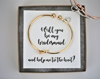 Will you be my bridesmaid and help me tie the knot?, bridesmaid proposal, bridesmaid gift, knot bracelet, multiple sets bridesmaid bracelet