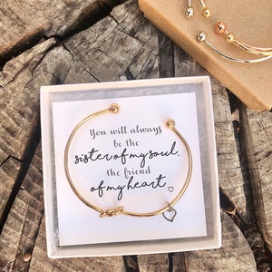 Sister of my soul, friend of my heart! sister-in-law gift, rose gold, tie the knot, knot bracelet, multiple sets of bridesmaid bracelet