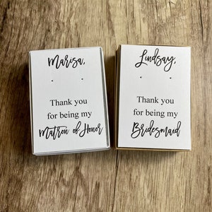 Thank you for being my bridesmaid, custom personalized bridesmaid proposal, earring card, kraft jewelry box, bridesmaid gift, tie the knot