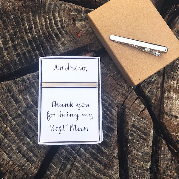 Thank you for being my best man gift, tie clip, tie bar, best man gift, groomsman proposal, groomsmen gift, thank you for being my groomsman