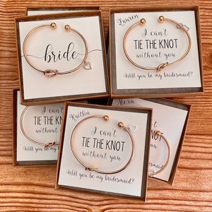 Custom I can't tie the knot without you|bridesmaid proposal|tie the knot|knot bracelet|set of bridesmaid bracelet|will you be my bridesmaid?