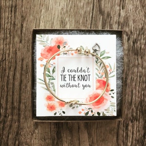 No podría atar el nudo sin ti, pulsera de propuesta de dama de honor, oro, atar el nudo, pulsera de nudo, múltiples juegos de pulsera de dama de honor