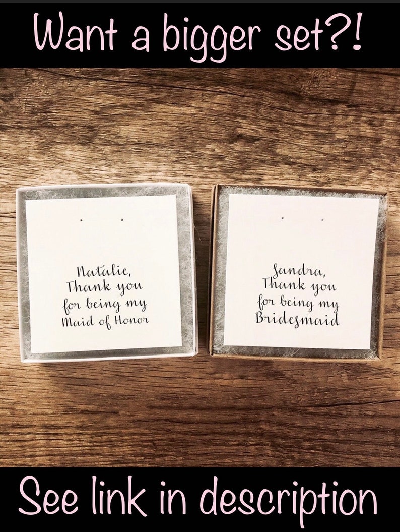 Thank you for being my bridesmaid, custom personalized bridesmaid proposal, earring card, kraft jewelry box, bridesmaid gift, tie the knot image 2
