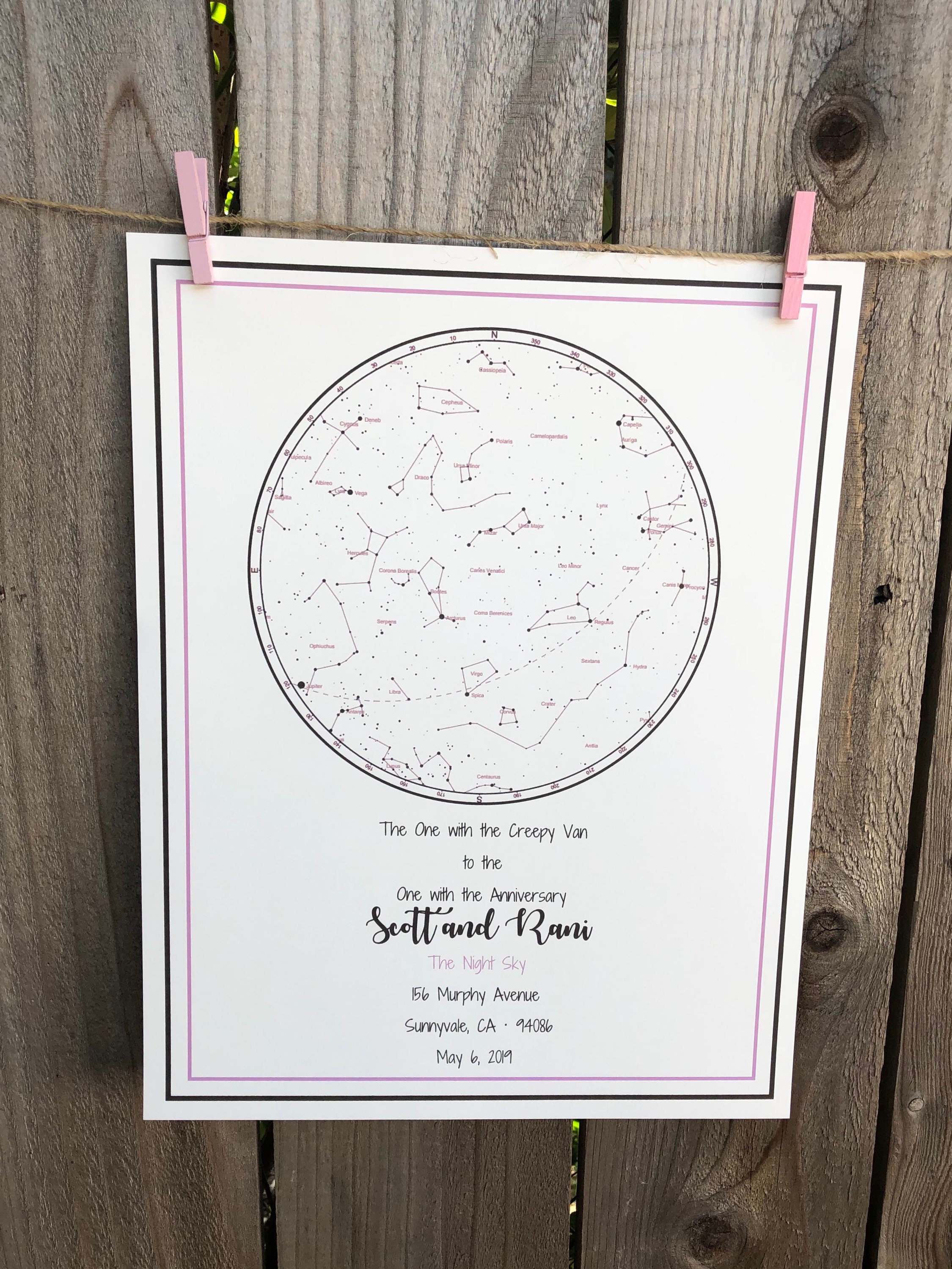 Custom Star Map Night Sky Print Star Map Constellation | Etsy