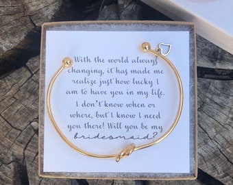 I don’t know when, I don’t know where, I can’t tie the knot without you, will you be my bridesmaid|bridesmaid proposal|knot bracelet