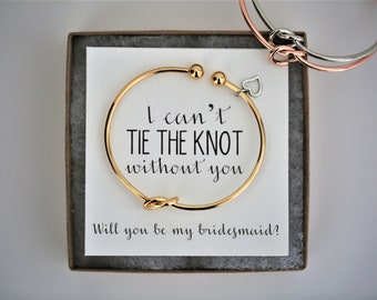 I can't tie the knot without you, will you be my bridesmaid|bridesmaid proposal|gold|tie the knot|knot bracelet|multiple sets of bracelets