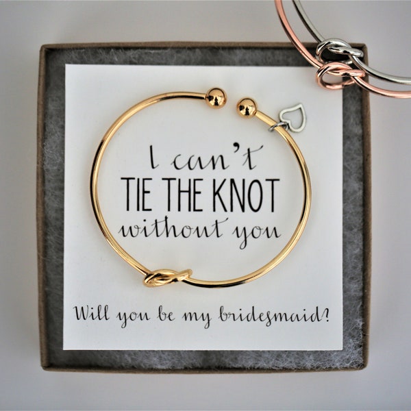 IMPERFECT!!! SECONDS BATCH | I can't tie the knot without you, will you be my bridesmaid|bridesmaid proposal|gold|tie the knot|knot bracelet