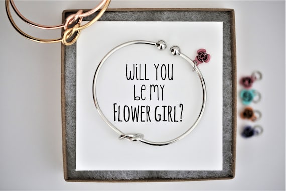 Will You Be My Flower Girl Bracelet – Elastic Wedding Bridesmaid Proposal Gift