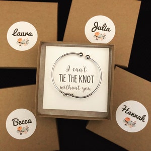 I can&#39;t tie the knot without you, bridesmaid proposal, rose gold, tie the knot, knot bracelet, multiple sets of bridesmaid bracelet