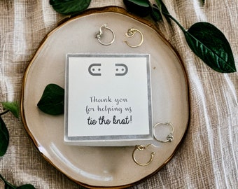 Thank you for helping us tie the knot, bridesmaid proposal, kraft jewelry box, tie the knot, bracelet card, hoop earring card, earring card