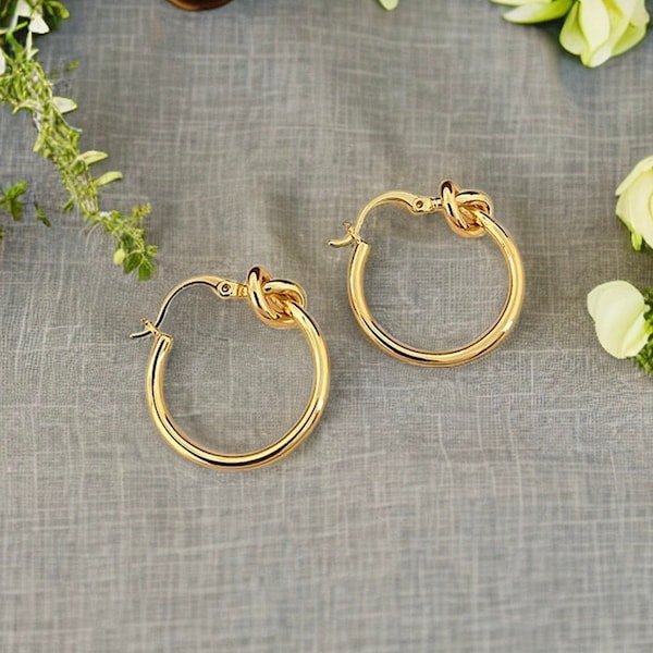 Hoop Knot Earrings, I can't tie the knot without you, rose gold, tie the knot, will you be my bridesmaid? Custom brideposal