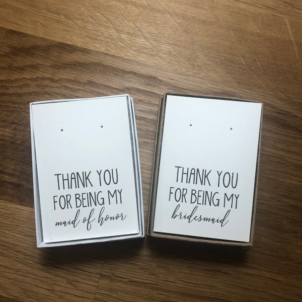 Thank you for being my bridesmaid, bridesmaid proposal, earring card, necklace card, kraft jewelry box, bridesmaid gift, tie the knot, 2x3"