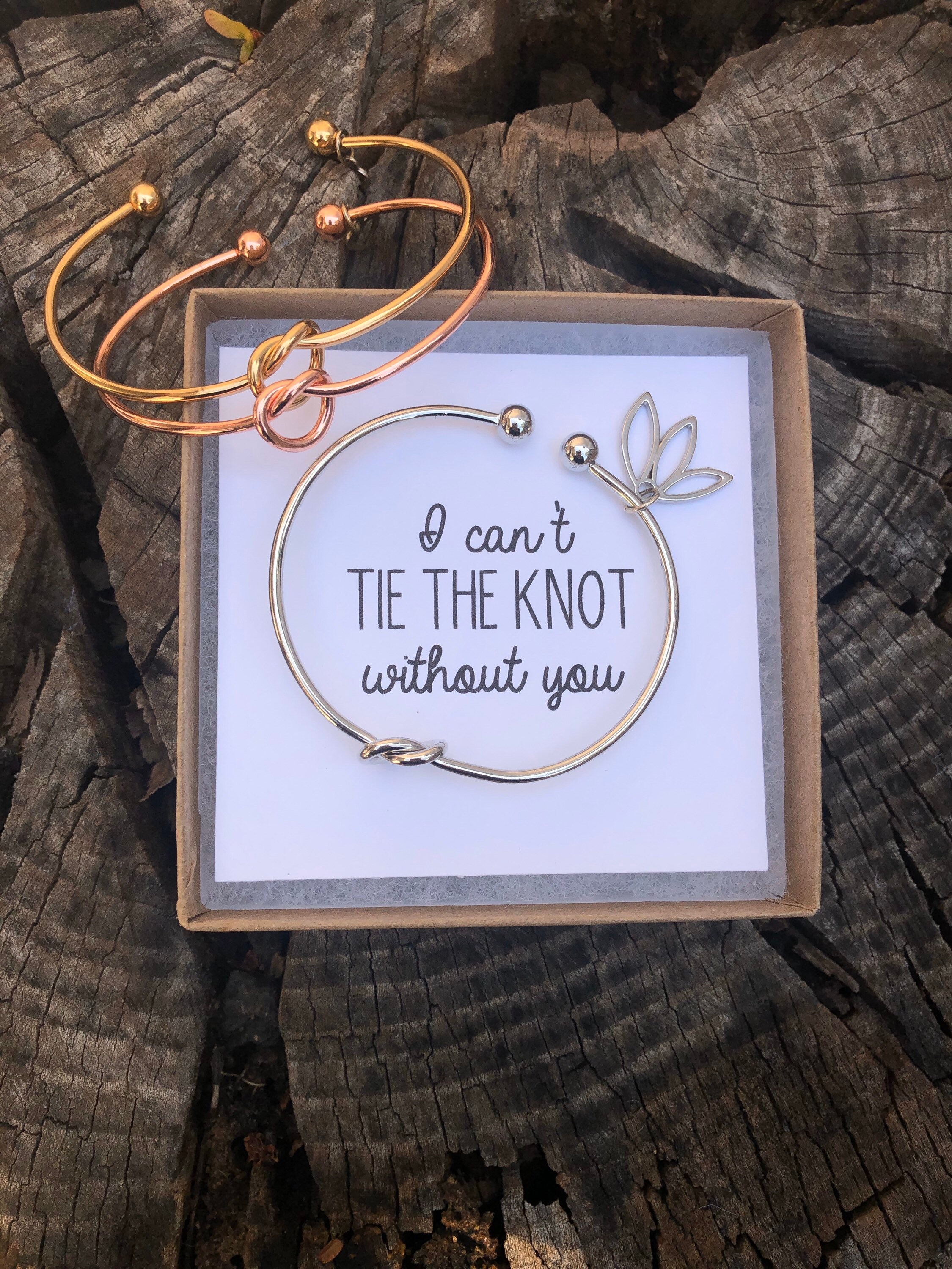 10 Pezzi Bracciale Damigella d'Onore Braccialetto a Polsino con Nodo con I Can't Tie The Knot Without You Carte da Damigella d'Onore (Oro Rosa