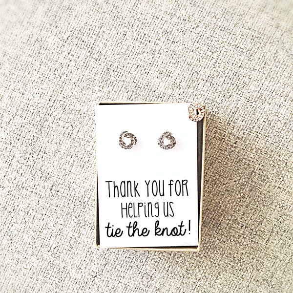 Thank you for helping us tie the knot, bridesmaid proposal, rose gold, silver, tie the knot, bridesmaid gift, diamond earring