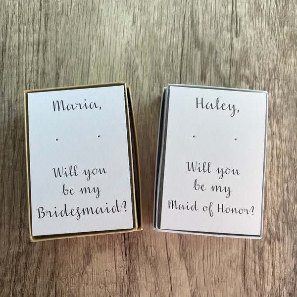 Will you be my bridesmaid? custom personalized bridesmaid proposal, earring card, kraft jewelry box, bridesmaid gift, tie the knot