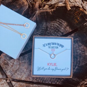 Will you be my flower girl? necklace, I couldn’t tie the knot without you, custom proposal, silver, tie the knot, knot necklace, circle