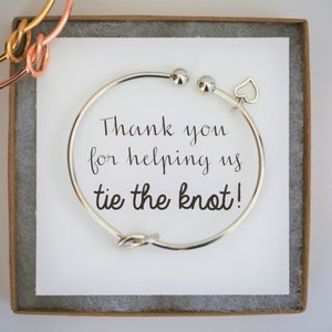 Thank you for helping us tie the knot, bridesmaid proposal, gold, tie the knot, knot bracelet, multiple sets of bridesmaid bracelet