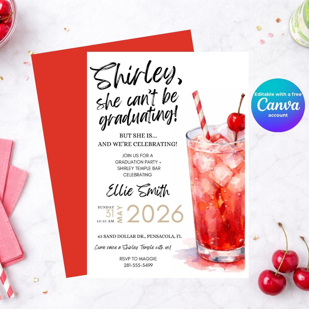 Shirley Temple Graduation Invitation Template | 5x7 Printable Grad ...