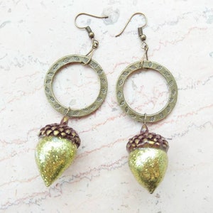 Fall earrings acorn dangles colourful autumn Halloween earrings