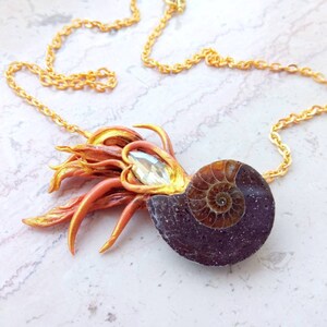 Ammonite fossil necklace slug shell