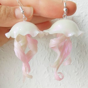 Jellyfish earrings statement White purple sealife animal beach summer jewelry