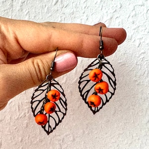 Acorn earrings autumn jewelry rowan earrings berries jewelry
