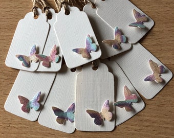 10 Large BUTTERFLY Gift Tags//Wedding//Birthday Favour//Christening//Party//Handmade