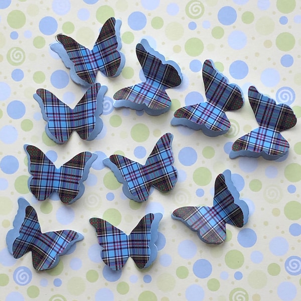 25 Anderson Clan Tartan & Shimmer Paper 3D Butterfly Wedding Confetti Table Decoration Toppers Burns Night