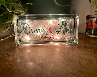 Decorative Glass block- Wedding gift- Names