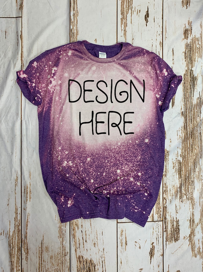 Download Bleached T-shirt mock up Gildan Heather Purple Digital | Etsy