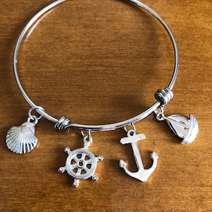 Nautical Charm Bracelet, Sailing Charm Bracelet, Ocean Charm Bracelet