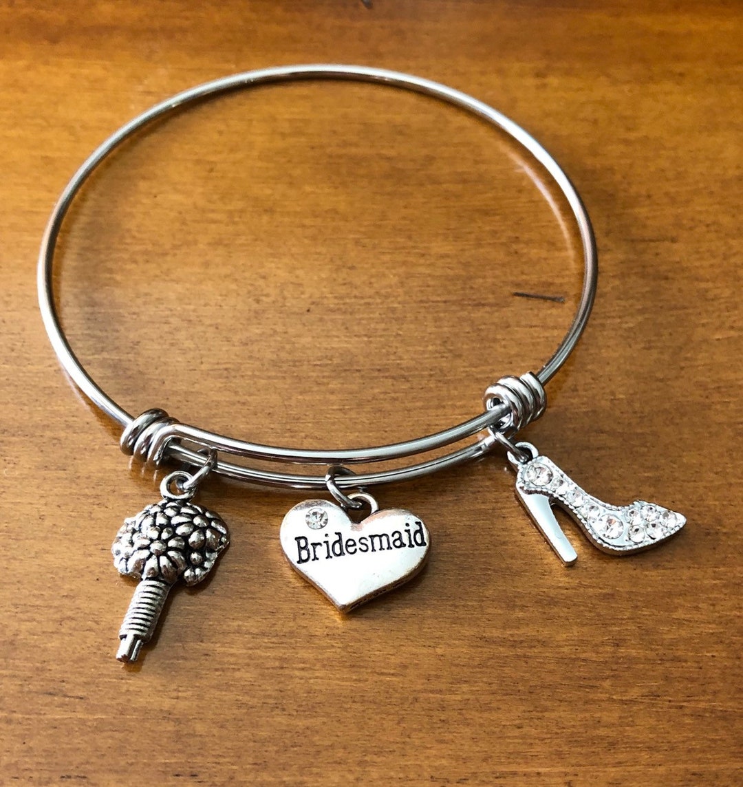 Bridesmaid Charm Bracelet, Maid of Honor Charm Bracelet, Flower Girl