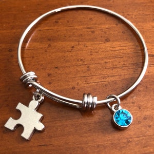 Autism Puzzle Perfection Charm Bracelet, Autism Heart Puzzle Charm Bracelet