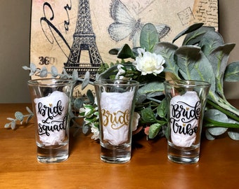 Bridal Party Shot Glasses, Personalized Shot Glass, Bachelorette Party Shot Glasses, Groomsmen Shot Glasses, Bridesmaid Shot Glasses