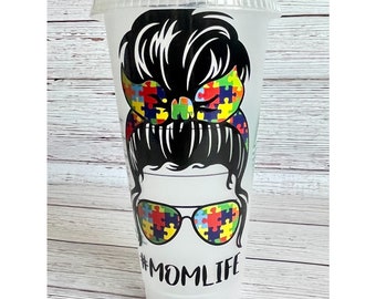 Autism Mom Life Starbucks Cup, Autism Starbucks Cup, Autism Mom Starbucks Cup