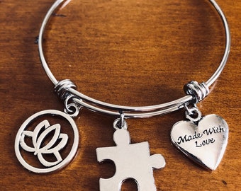 Pulsera de amuleto de autismo, pulsera de amuleto de conciencia de autismo, pulsera de amuleto de amor de autismo