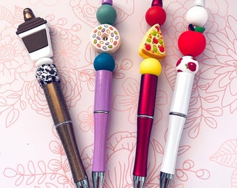 Stylo perlé alimentaire, stylo à pizza, stylo à café, stylo beignet, stylo beignet, stylo pomme, stylo perlé, stylo, cadeau stylo, stylo