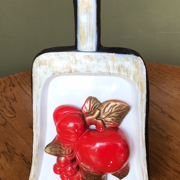 Vintage Kitchen Chalkware Fruit Apple Cherry Peach Wall  Plaque by Markscraft Canada